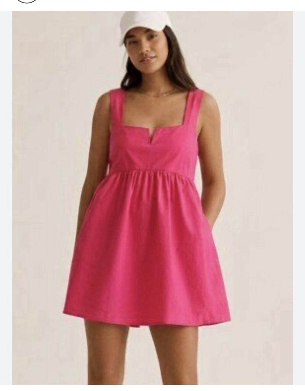 Anthropologie Daily Practice Notch Neck Mini Dress Fuchsia Pink Womens Large
